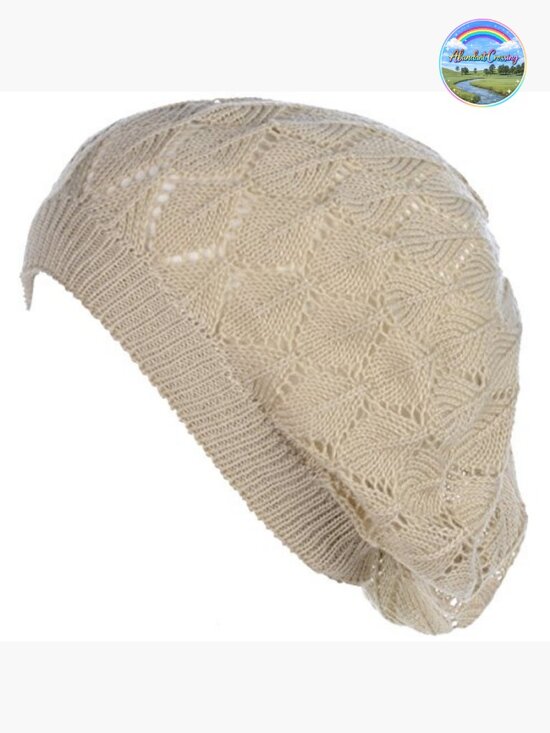 Lightweight Acrylic Crochet Cutout Knit Beret Beanie Hat main image 6